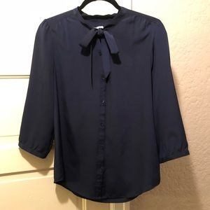 THE LOFT Navy 3/4 sleeves Blouse
